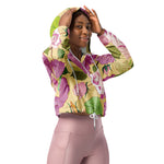 Women’s cropped windbreaker Roses Flower Vintage Summer Rose Women's Cropped Windbreaker Jacket