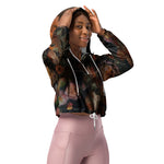 Women’s cropped windbreaker Roses In Fall Vintage Colors Botanical Garden Summer Rose Women's Cropped Windbreaker Jacket