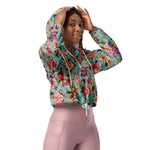 Women’s cropped windbreaker Rose Red Pink Orange and Violet Vintage flowers Summer Rose Women's Cropped Windbreaker Jacket