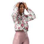 Women’s cropped windbreaker Scatter Pink Roses Pattern Summer Rose Women's Cropped Windbreaker Jacket
