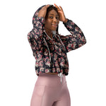 Women’s cropped windbreaker Seamless floral pattern with roses, watercolor Summer Rose Women's Cropped Windbreaker Jacket
