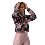 Women’s cropped windbreaker Snakes and Peach Roses Summer Rose Women's Cropped Windbreaker Jacket