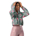 Women’s cropped windbreaker Soft Rose Flower Pink Summer Rose Women's Cropped Windbreaker Jacket