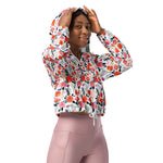 Women’s cropped windbreaker Summer Flower Pink and Orange Rose Floral Summer Rose Women's Cropped Windbreaker Jacket