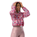 Women’s cropped windbreaker Summer Watercolor Floral Pattern Summer Rose Women's Cropped Windbreaker Jacket