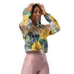 Women’s cropped windbreaker Trendy Yellow & Green Floral GirlySummer Rose Women's Cropped Windbreaker Jacket