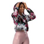 Women’s cropped windbreaker Victorian Rose Floral Pink Summer Rose Women's Cropped Windbreaker Jacket