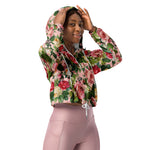 Women’s cropped windbreaker Vintage Botanical Floral Rose Garden Summer Rose Women's Cropped Windbreaker Jacket