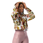 Women’s cropped windbreaker Vintage Chrysanthemum Flowers on Dusty Rose Summer Rose Women's Cropped Windbreaker Jacket