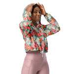 Women’s cropped windbreaker Vintage Floral Flower Summer Rose Women's Cropped Windbreaker Jacket