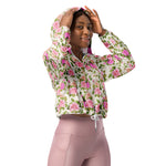 Women’s cropped windbreaker Vintage Floral Pink Rose Summer Rose Women's Cropped Windbreaker Jacket