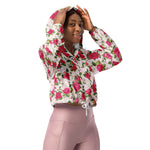 Women’s cropped windbreaker Vintage Floral Rose Garden Summer Rose Women's Cropped Windbreaker Jacket