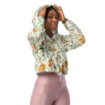 Women’s cropped windbreaker Vintage flower seamless vintage pattern Summer Rose Women's Cropped Windbreaker Jacket