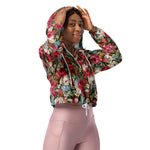 Women’s cropped windbreaker Vintage flowers Floral Victorian Rose Bouquet Leaf Summer Rose Women's Cropped Windbreaker Jacket