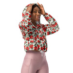 Women’s cropped windbreaker Vintage Pattern With Roses Summer Rose Women's Cropped Windbreaker Jacket