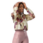 Women’s cropped windbreaker Vintage Pink Roses on Wood Summer Rose Women's Cropped Windbreaker Jacket
