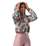 Women’s cropped windbreaker Vintage Pretty Country Garden Rose Pattern Summer Rose Women's Cropped Windbreaker Jacket