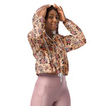 Women’s cropped windbreaker Vintage Roses, Diamonds and Skulls Summer Rose Women's Cropped Windbreaker Jacket