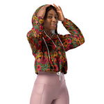 Women’s cropped windbreaker Vintage Tropical Autumn Garden Flower Summer Rose Women's Cropped Windbreaker Jacket
