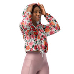 Women’s cropped windbreaker Watercolor Floral Pattern Vintage Rose Flower Summer Rose Women's Cropped Windbreaker Jacket