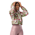 Women’s cropped windbreaker Watercolor Flowers Pink Roses Floral Summer Rose Women's Cropped Windbreaker Jacket
