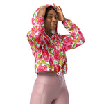 Women’s cropped windbreaker Watercolor Flowers Vintage floral Summer Rose Women's Cropped Windbreaker Jacket