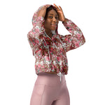 Women’s cropped windbreaker Watercolor Pink Floral Rose Summer Rose Women's Cropped Windbreaker Jacket