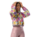 Women’s cropped windbreaker Watercolor Rose Floral Botanical Flower Summer Rose Women's Cropped Windbreaker Jacket