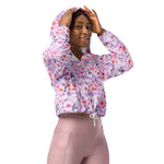 Women’s cropped windbreaker Watercolor Rose Flowers Summer Rose Women's Cropped Windbreaker Jacket