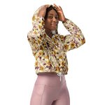 Women’s cropped windbreaker Watercolor Seamless Pattern with Contoured Element Summer Rose Women's Cropped Windbreaker Jacket