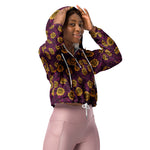 Women’s cropped windbreaker Yellow roses and Purple Leaves Summer Rose Women's Cropped Windbreaker Jacket
