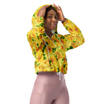 Women’s cropped windbreaker Yellow Watercolor Roses Garden Summer Rose Women's Cropped Windbreaker Jacket