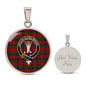 Scottish Robertson White line (Robertson New) Modern Clan Tartan Circle Necklace - Crest Classic