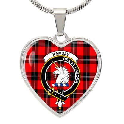 Scottish Ramsay Clan Tartan Heart Necklace - Crest Classic