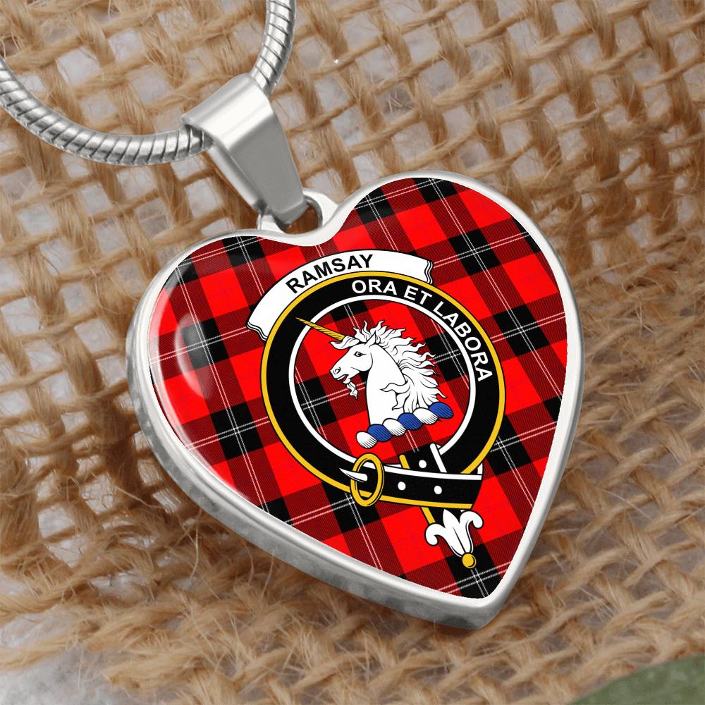 Scottish Ramsay Clan Tartan Heart Necklace - Crest Classic