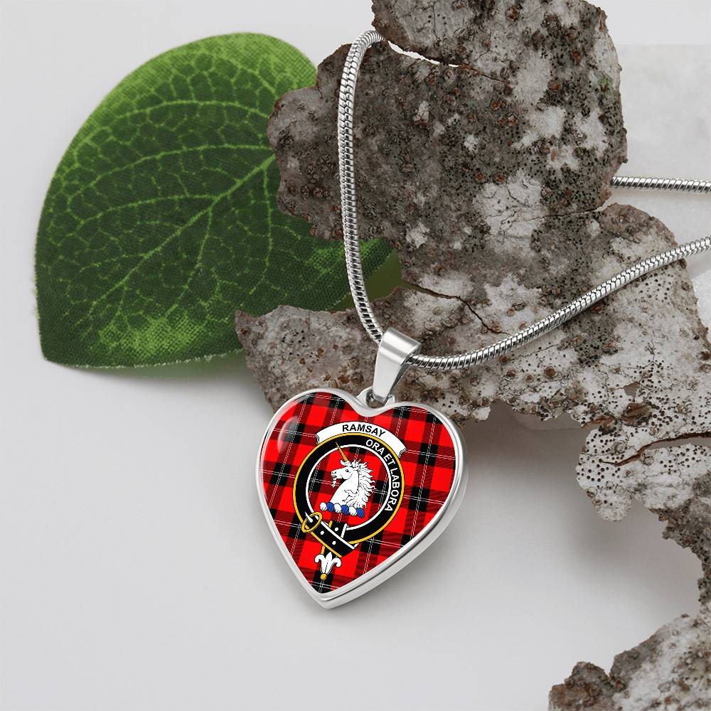 Scottish Ramsay Clan Tartan Heart Necklace - Crest Classic