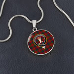 Scottish Robertson White line (Robertson New) Modern Clan Tartan Circle Necklace - Crest Classic