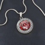 Scotstee Shop Jewelry MacAlister Tartan Crest Clan Scotland Tartan Plaid Circle Pendant Necklace Jewelry Gift  For Women