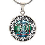 Scotstee Shop Jewelry Murray Tartan Crest Clan Scotland Tartan Plaid Circle Pendant Necklace Jewelry Gift  For Women