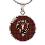Scottish Robertson White line (Robertson New) Modern Clan Tartan Circle Necklace - Crest Classic