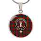 Scottish Robertson White line (Robertson New) Modern Clan Tartan Circle Necklace - Crest Classic