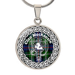 MacKenzie Tartan Crest Clan Scotland Tartan Plaid Circle Pendant Necklace Jewelry Gift For Women ST01