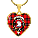 Scottish Ramsay Clan Tartan Heart Necklace - Crest Classic