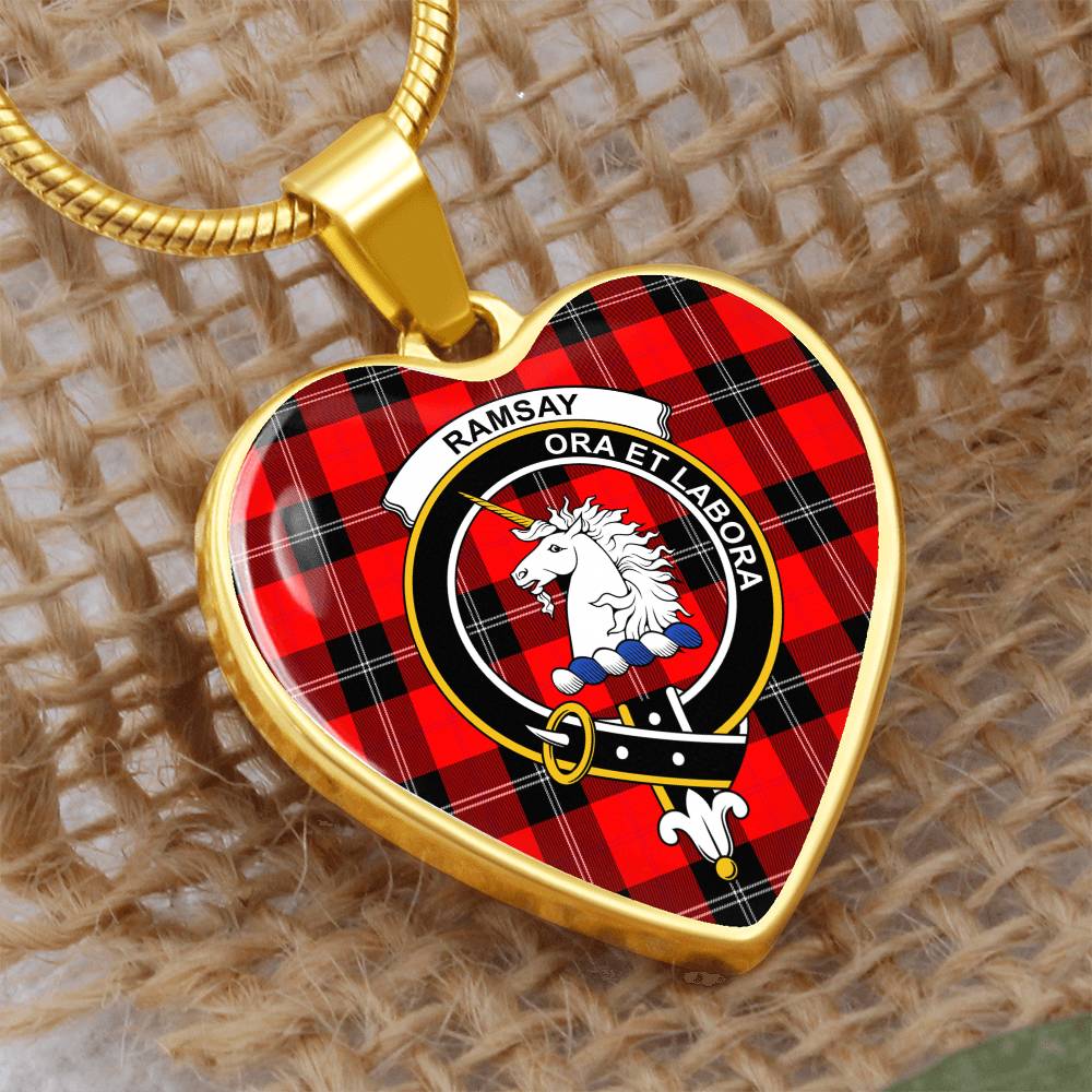 Scottish Ramsay Clan Tartan Heart Necklace - Crest Classic