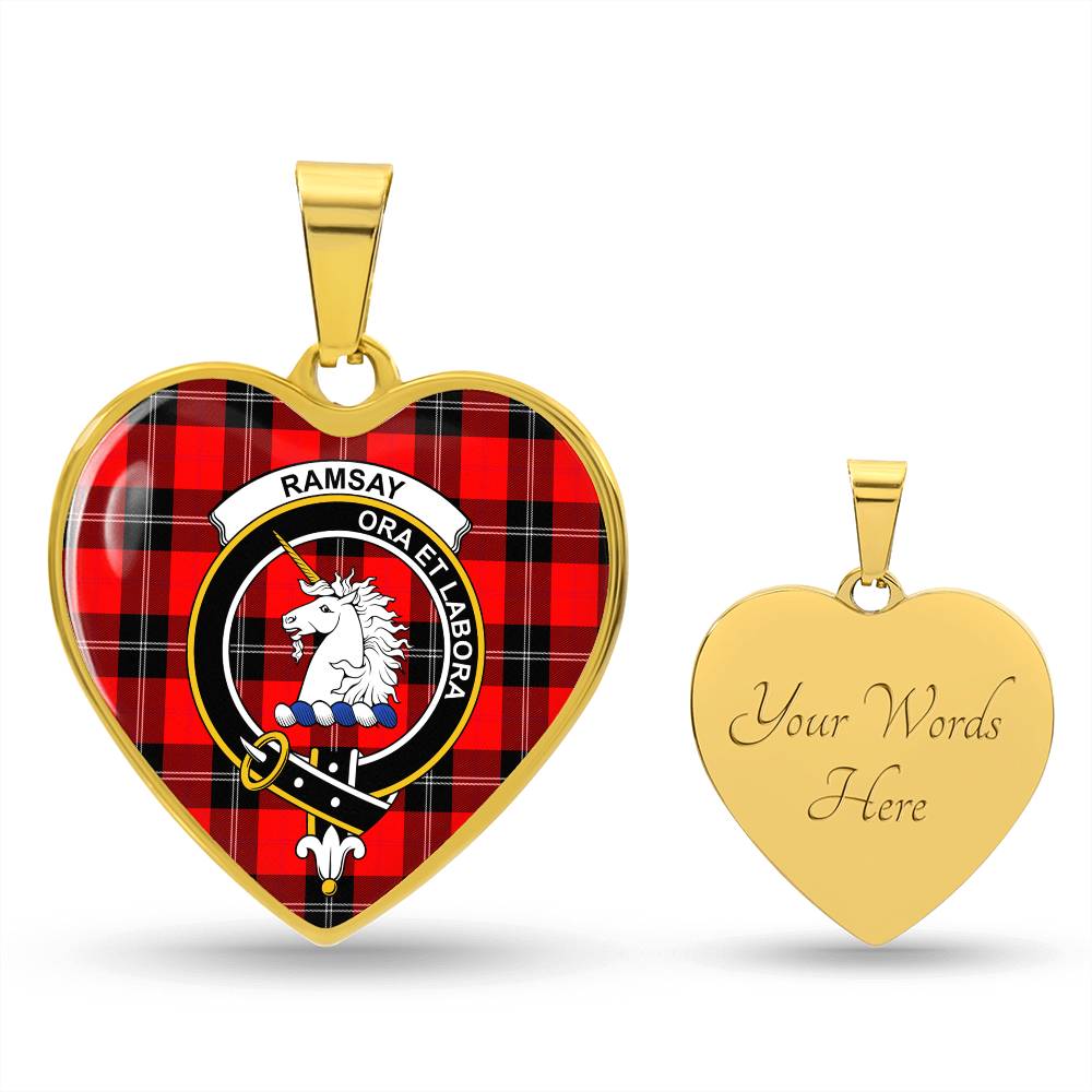 Scottish Ramsay Clan Tartan Heart Necklace - Crest Classic