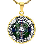 MacKenzie Tartan Crest Clan Scotland Tartan Plaid Circle Pendant Necklace Jewelry Gift For Women ST01