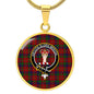 Scottish Robertson White line (Robertson New) Modern Clan Tartan Circle Necklace - Crest Classic