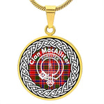 Scotstee Shop Jewelry MacAlister Tartan Crest Clan Scotland Tartan Plaid Circle Pendant Necklace Jewelry Gift  For Women