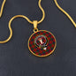 Scottish Robertson White line (Robertson New) Modern Clan Tartan Circle Necklace - Crest Classic