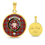 Scotstee Shop Jewelry MacFarlane Clan Scotland Tartan Plaid Circle Pendant Necklace Jewelry Gift For Women